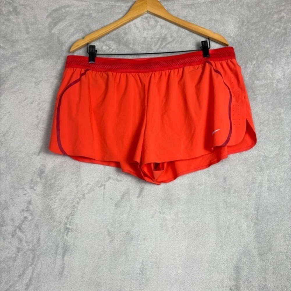 Nike AeroSwift‎ XL Running Shorts Orange Split Hem Flyvent Waistband